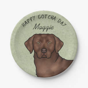 Chocolate Labrador Retriever Happy Gotcha Day Paper Plate