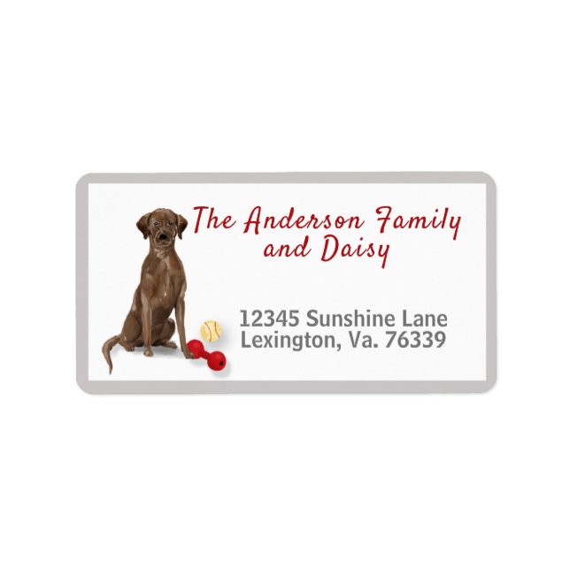 Chocolate Labrador Retriever Home Return Address   Label (Front)