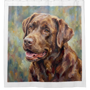 Chocolate Labrador Retriever Impressionist Art Shower Curtain