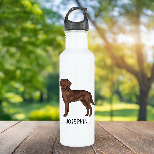 Chocolate Labrador Retriever Lab Art Custom Name 710 Ml Water Bottle (Creator Uploaded)