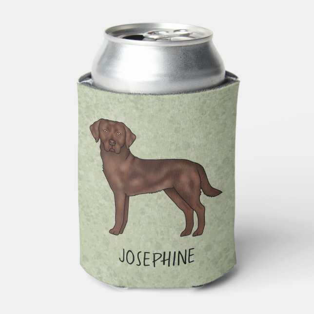 Chocolate Labrador Retriever Lab Dog Custom Name Can Cooler (Can Front)