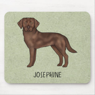 Chocolate Labrador Retriever Lab Dog Custom Name Mouse Mat