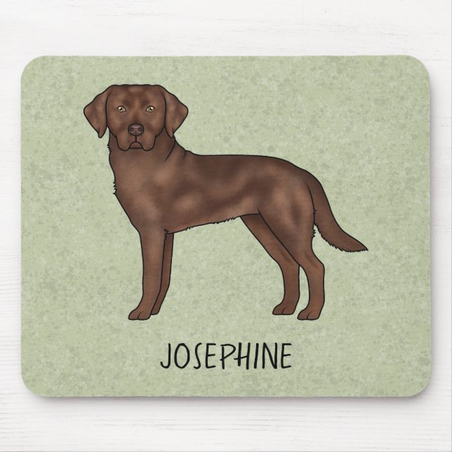 Chocolate Labrador Retriever Lab Dog Custom Name Mouse Mat (Front)