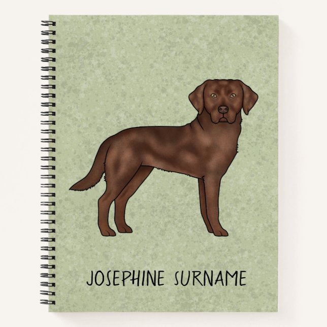Chocolate Labrador Retriever Lab Dog Custom Name Notebook (Front)