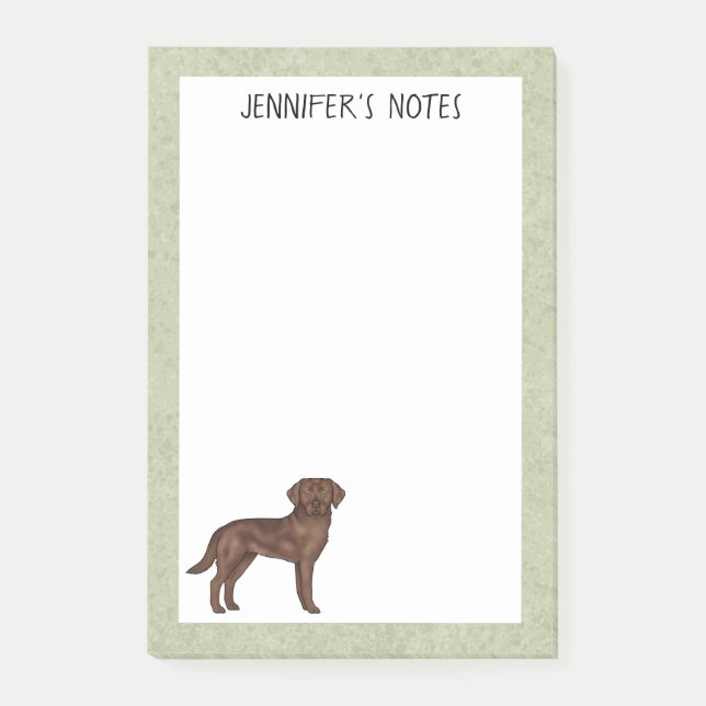 Chocolate Labrador Retriever Lab Dog Custom Name Post-it Notes (Front)
