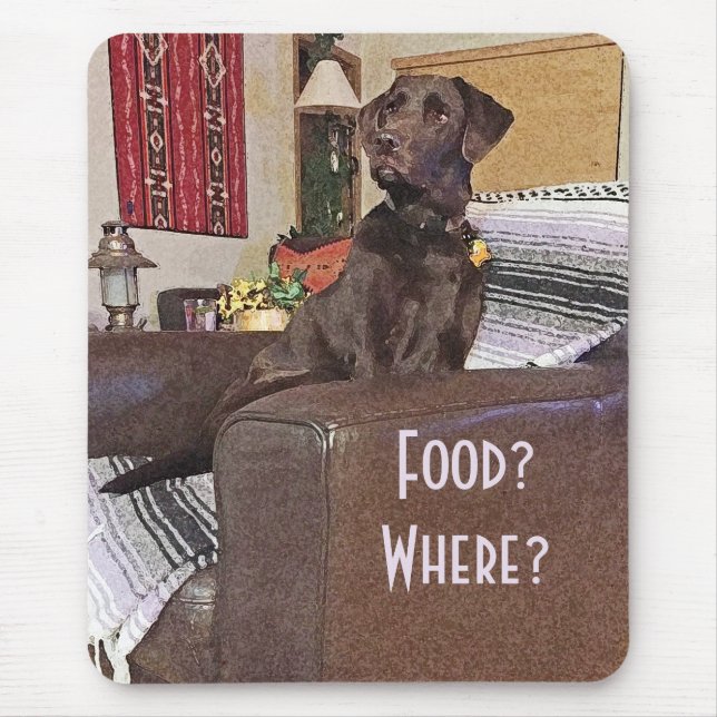Chocolate Labrador Retriever On Chair Mouse Mat (Front)