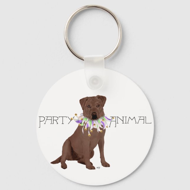 Chocolate Labrador Retriever Party Key Ring (Front)