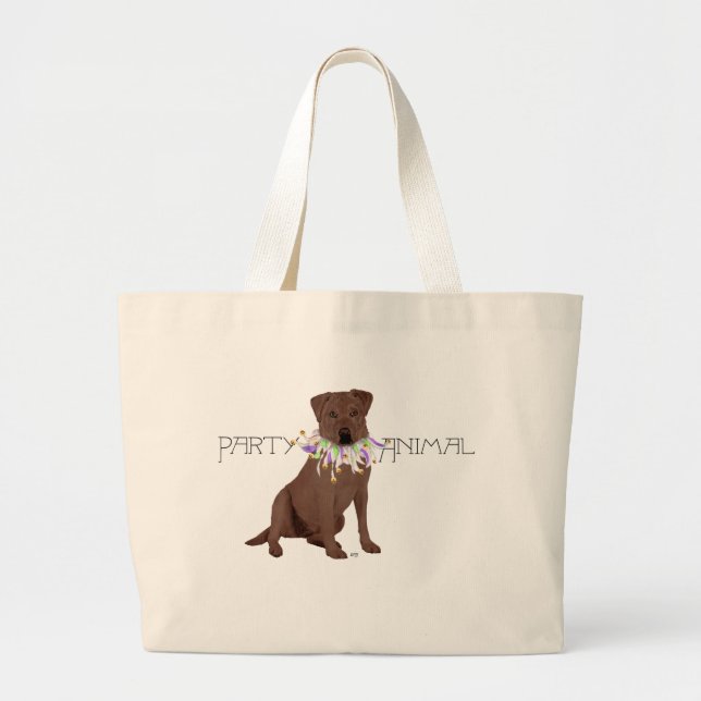 Chocolate Labrador Retriever Party Large Tote Bag (Front)