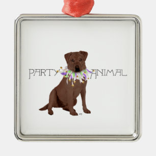 Chocolate Labrador Retriever Party Metal Tree Decoration