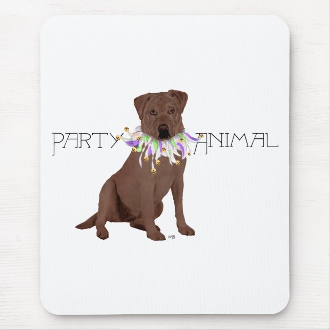 Chocolate Labrador Retriever Party Mouse Mat (Front)