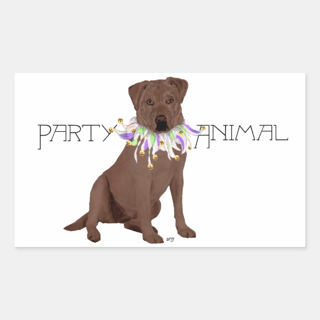 Chocolate Labrador Retriever Party Rectangular Sticker (Front)