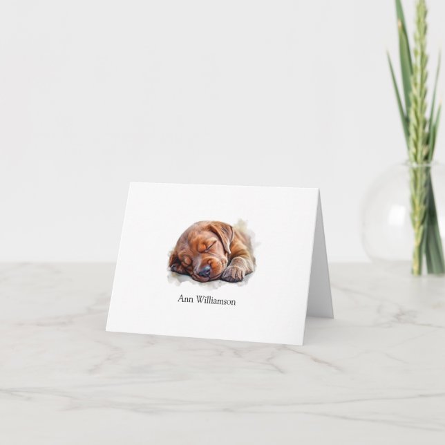 Chocolate Labrador Retriever Puppy Note Card (Front)