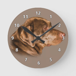Chocolate Labrador Retriever Round Clock