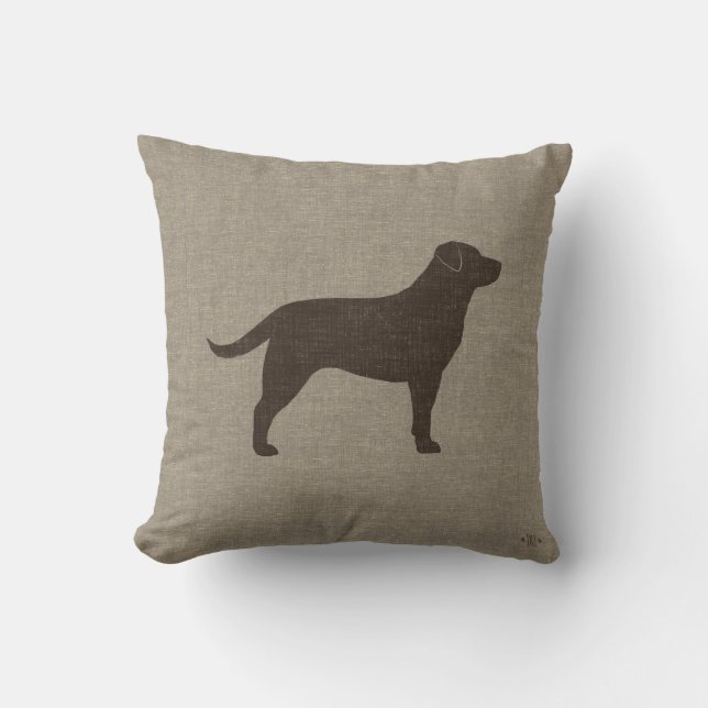 Chocolate Labrador Retriever Silhouette Dog Breed Cushion (Front)