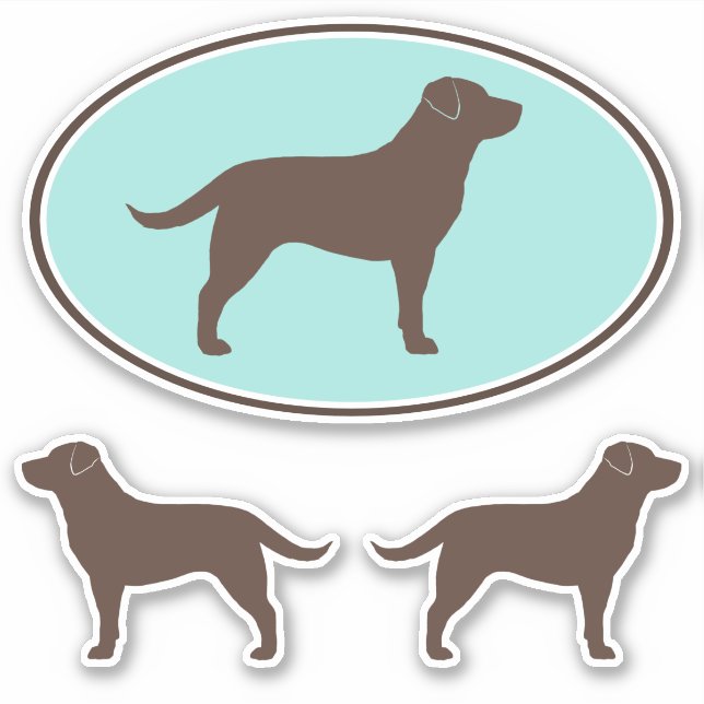 Chocolate Labrador Retriever Silhouette Stickers (Front)