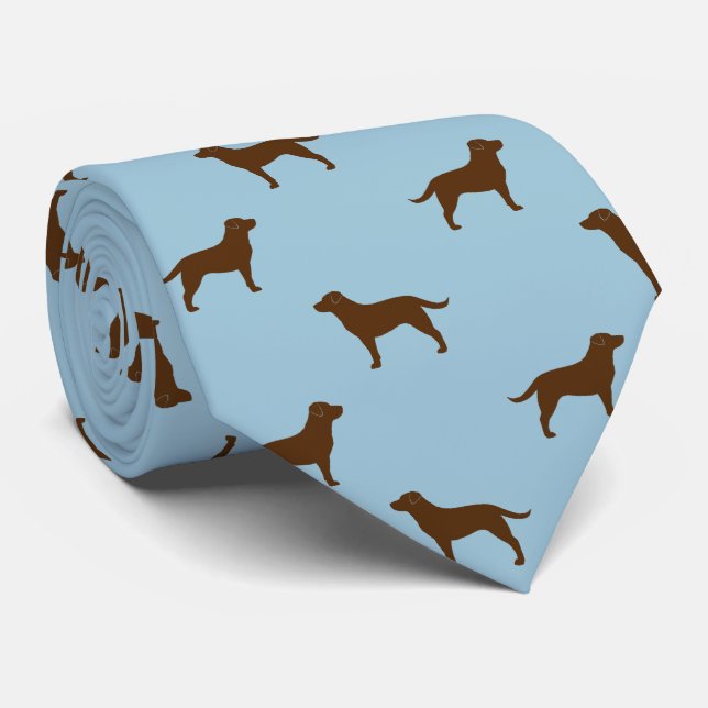 Chocolate Labrador Retriever Silhouettes Pattern Tie (Rolled)