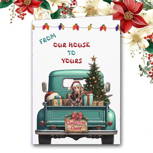 Chocolate Labrador Retriever Truck Christmas Card (Creator Uploaded)