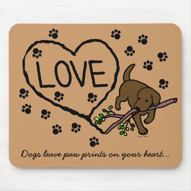 Chocolate Labrador Sand Letters Cartoon Mouse Mat (Front)