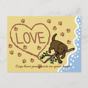 Chocolate Labrador Sand Letters Cartoon Postcard