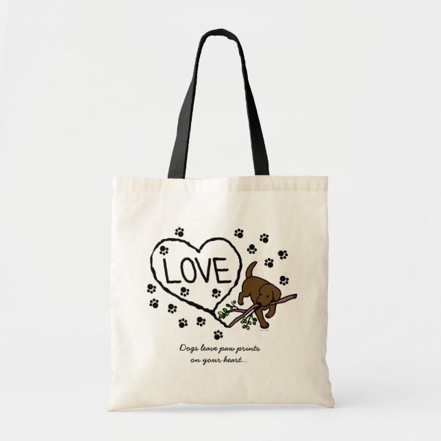 Chocolate Labrador Sand Letters Cartoon Tote Bag (Front)