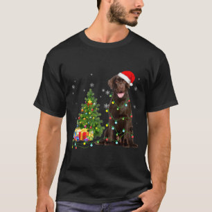 Chocolate Labrador Santa Hat Christmas Lights T-Shirt