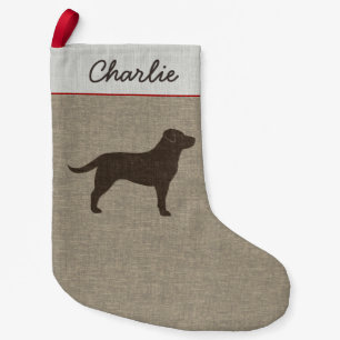 Chocolate Labrador Silhouette Custom Dog Holiday Small Christmas Stocking