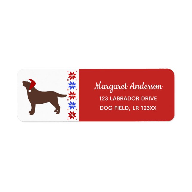 Chocolate Labrador Silhouette Santa Christmas Red (Front)
