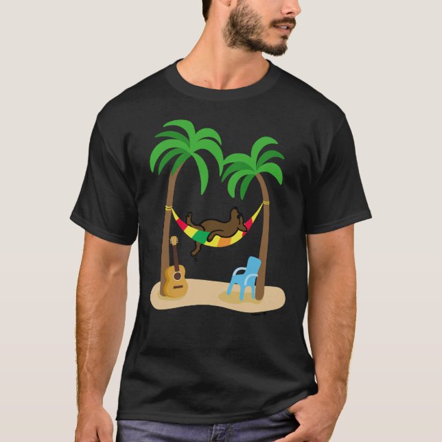 Chocolate Labrador Sleeping On The Hammock T-Shirt (Front)