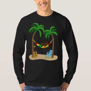 Chocolate Labrador Sleeping On The Hammock T-Shirt