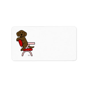 Chocolate Labrador Student 3 Cartoon Label