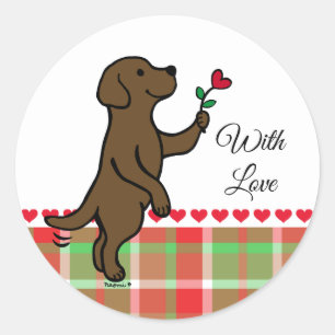 Chocolate Labrador Tiny Heart Flower Valentine Classic Round Sticker
