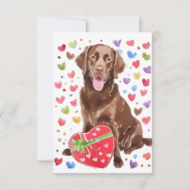 Chocolate Labrador with Heart Love Card (Front)