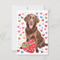 Chocolate Labrador with Heart Love Card