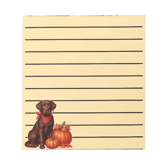 Chocolate Labrador with Red Bandanna by Pumpkins Notepad (Front)