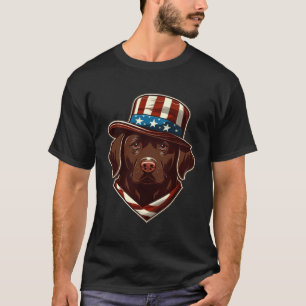 Chocolate Labrador With USA American Hat On  1 T-Shirt