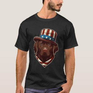Chocolate Labrador With USA American Hat On 1 T-Shirt