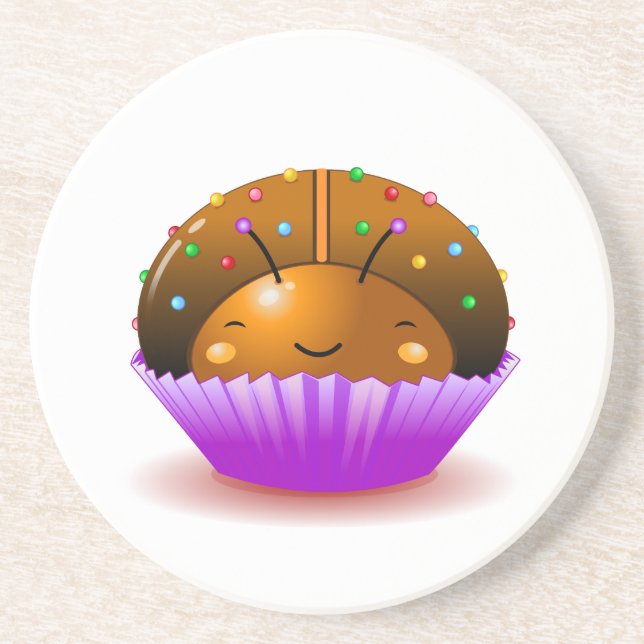 Chocolate Ladybug Cupcake Coaster (Front)