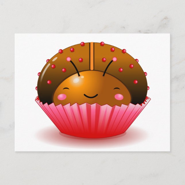 Chocolate Ladybug Cupcake Postcard (Front)
