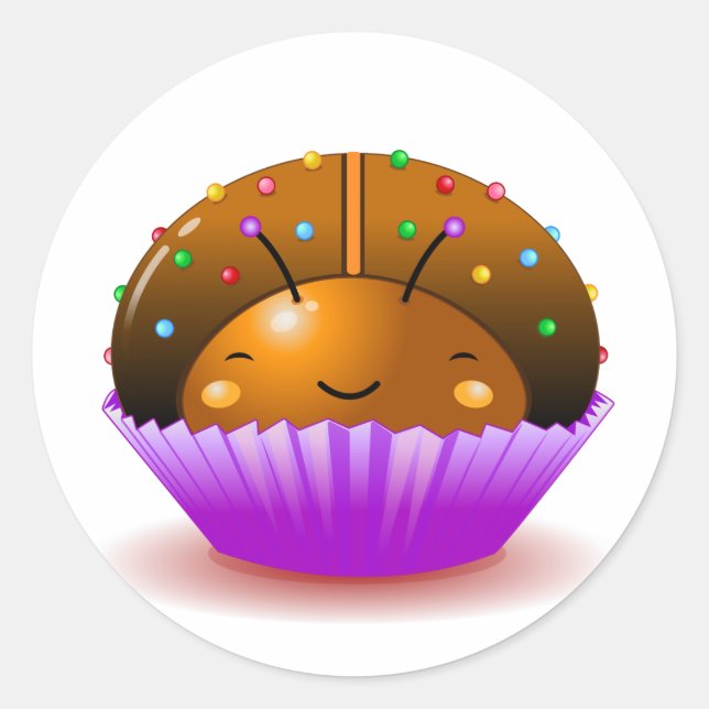 Chocolate Ladybug Cupcake Sticker (Front)