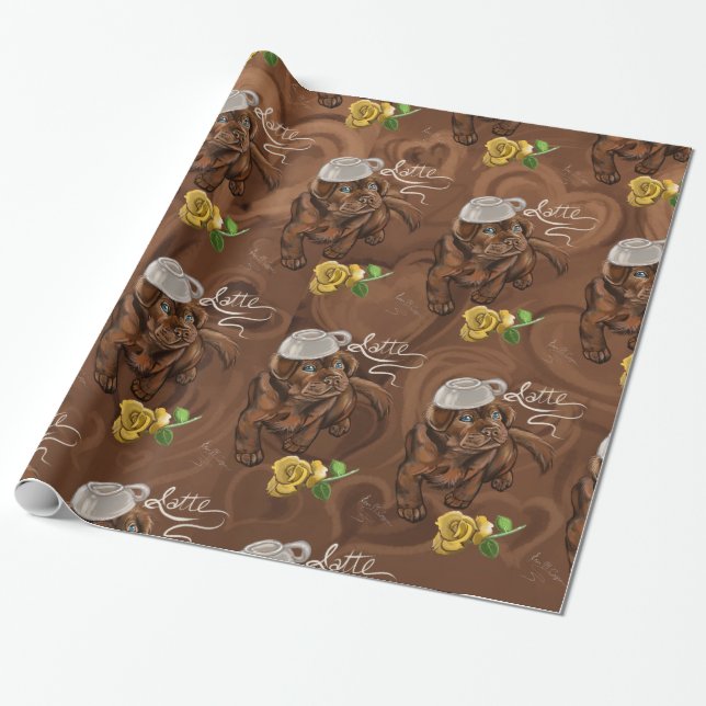 Chocolate Latte Lab Wrapping Paper (Unrolled)