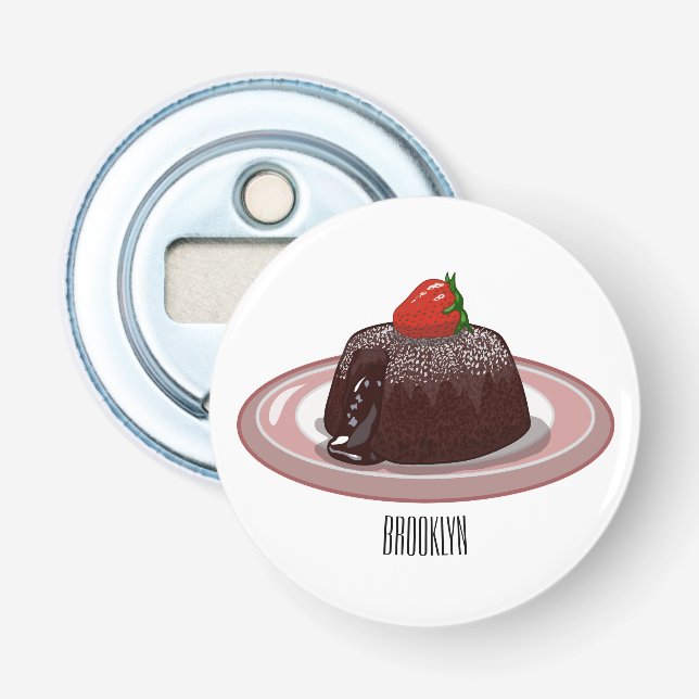 Chocolate lava cake cartoon illustration  bottle opener (Front)