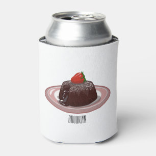 Chocolate lava cake cartoon illustration can cooler