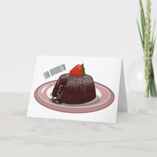 Chocolate lava cake cartoon illustration card