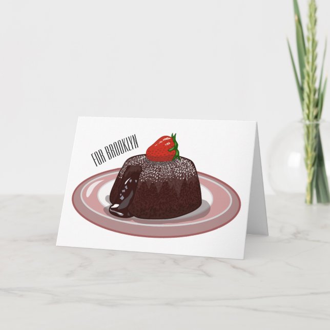 Chocolate lava cake cartoon illustration card (Front)