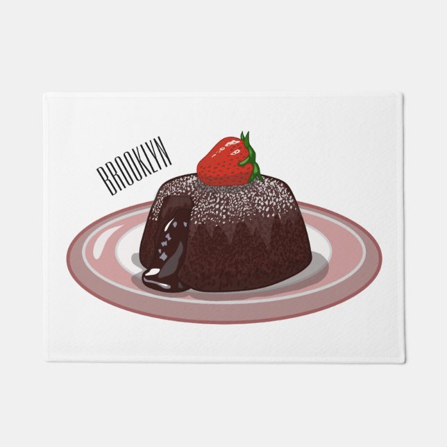 Chocolate lava cake cartoon illustration  doormat (Front)