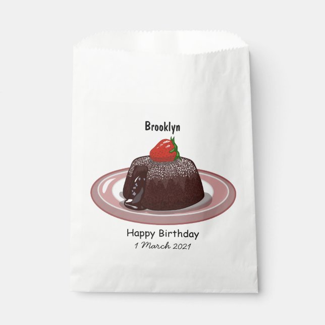 Chocolate lava cake cartoon illustration  favour bags (Front)