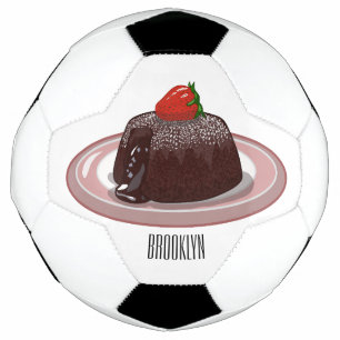 Chocolate lava cake cartoon illustration football