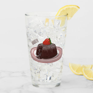 Chocolate lava cake cartoon illustration glass