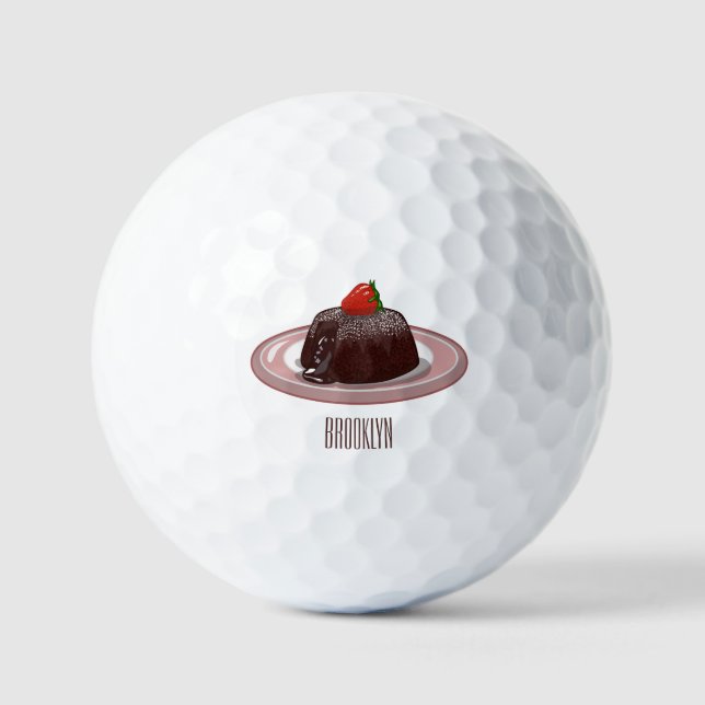 Chocolate lava cake cartoon illustration  golf balls (Front)