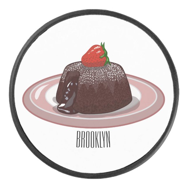 Chocolate lava cake cartoon illustration  hockey puck (Front)